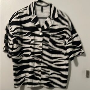 PrettyLittleThing Monochrome Striped Denim Shirt/Jacket